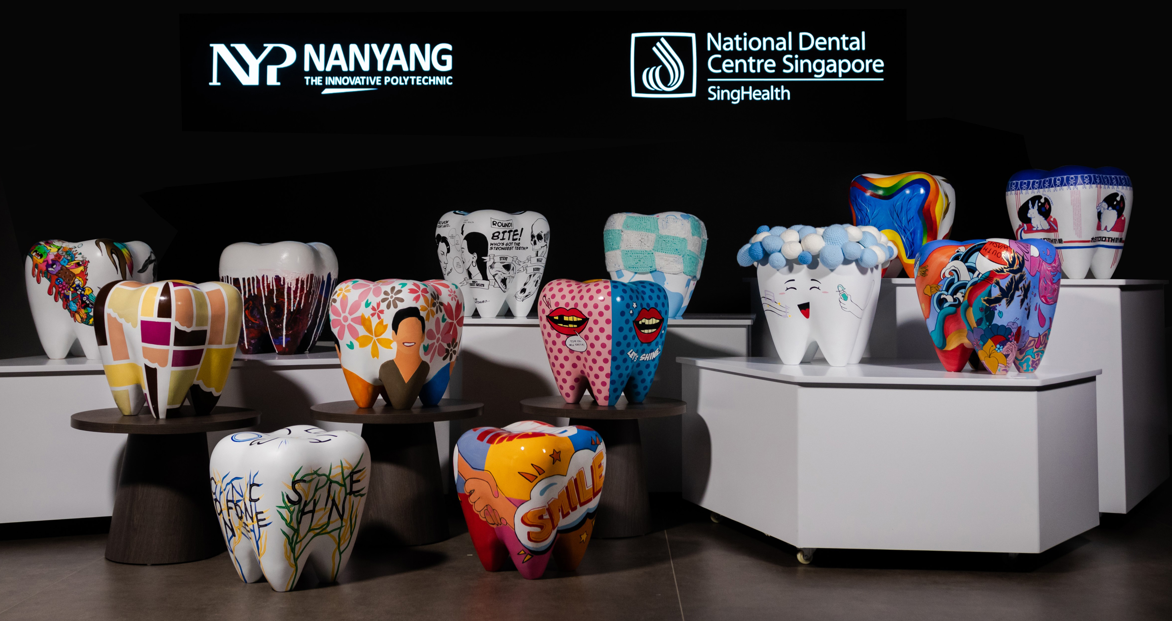 Hand-painted stools for a cause – A collaboration between National Dental Centre Singapore and Nanyang Polytechnic